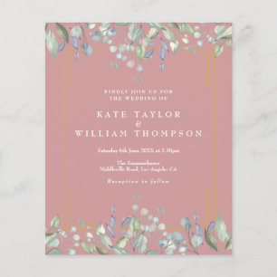 Budget Lilac Floral Dusty Rose Wedding Invitation