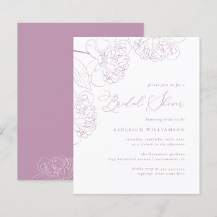 Budget Lilac Hand-drawn Peonies Bridal Shower
