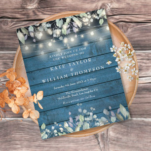 Budget Lilac Rustic String Lights Wedding Invite