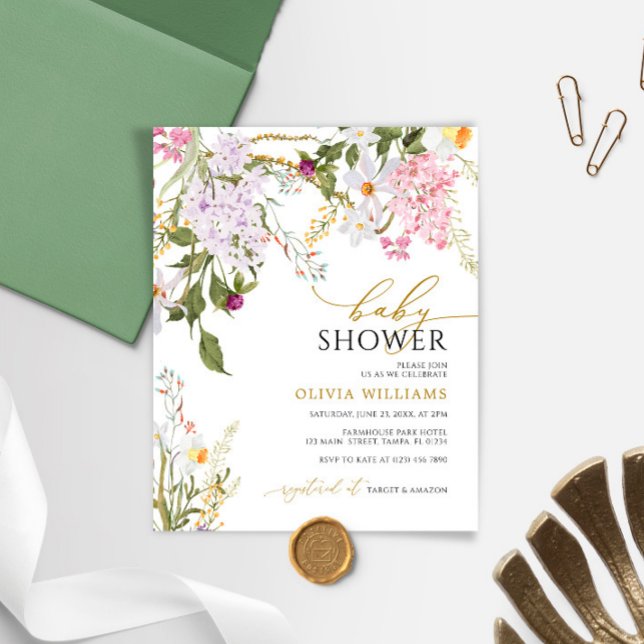 Budget Lilac Wildflowers Baby Shower Invitation (Creator Uploaded)