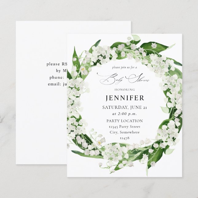 Budget Lily of the Valley Floral Baby Shower (Front/Back)