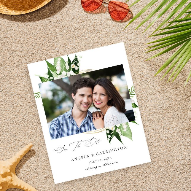Budget Lily the Valley Floral Save the Date Photo Flyer (Creator Uploaded)