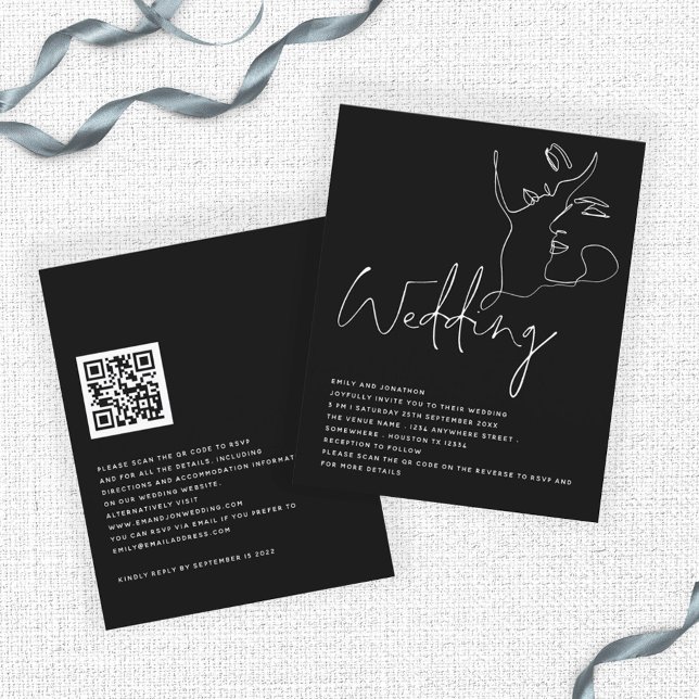 BUDGET Line Art Faces White Black QR Wedding (Creator Uploaded)
