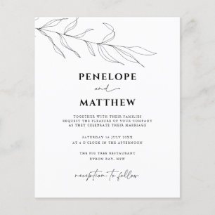 Budget Line Art Foliage Leaf Wedding Invitation Flyer