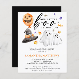 Budget Little Boo Halloween Baby Shower Invite