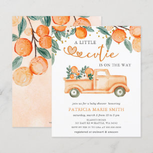 Budget Little Cutie Orange Baby Shower Invitation