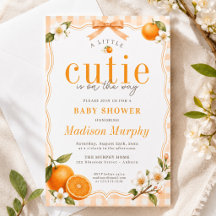 BUDGET Little Cutie Orange Baby Shower Invitation