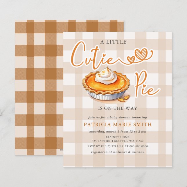 Budget Little Cutie Pie Pumpkin Pie Baby Shower (Front/Back)