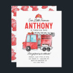 Budget Little Fireman Helmet Fire Truck Birthday<br><div class="desc">Cute Our Little Fireman Helmet Fire Truck Firefighter Birthday Invitation</div>