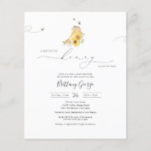 Budget Little Honey Bee Baby Shower Invitation