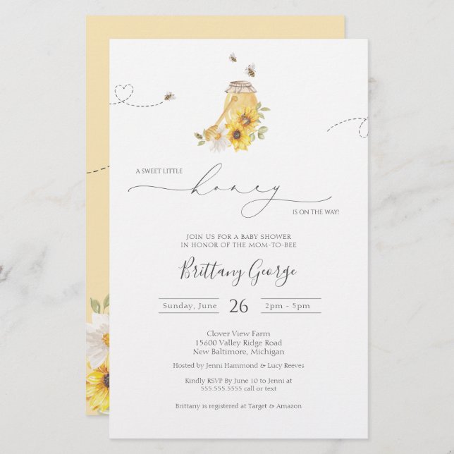 Budget Little Honey Bee Baby Shower Invitation (Front/Back)