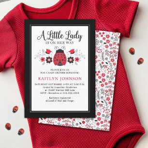 Budget Little Lady Ladybug Baby Shower Invitation