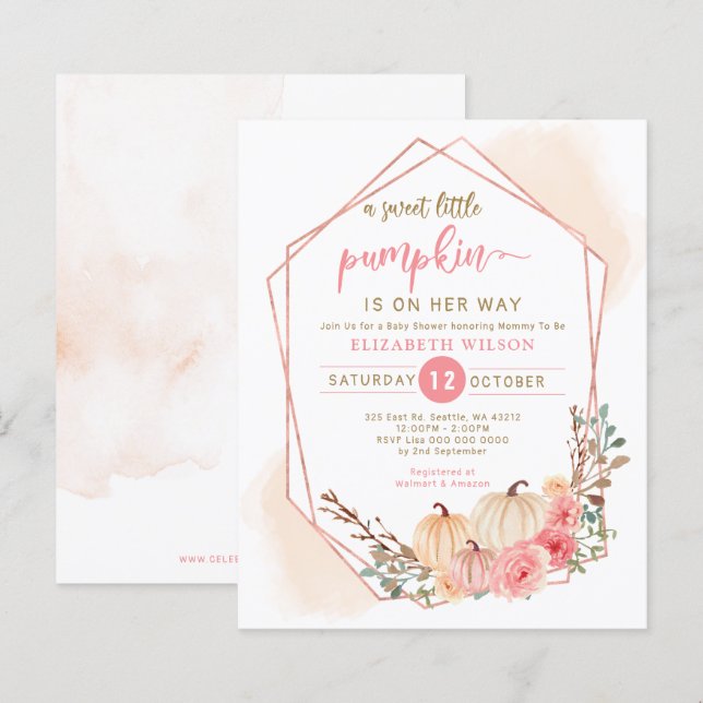 Budget Little Pumpkin Baby Shower Invitation (Front/Back)