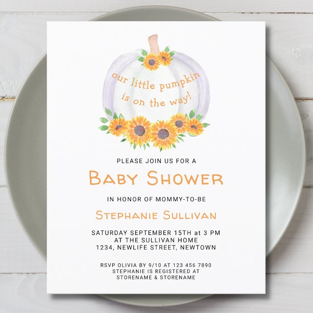 Budget Little Pumpkin Baby Shower Invitation  (Creator Uploaded)