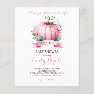 Budget Little Pumpkin Baby Shower Invitation Girl Flyer