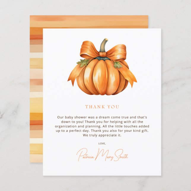 Budget Little Pumpkin Baby Shower Thank You (Front/Back)