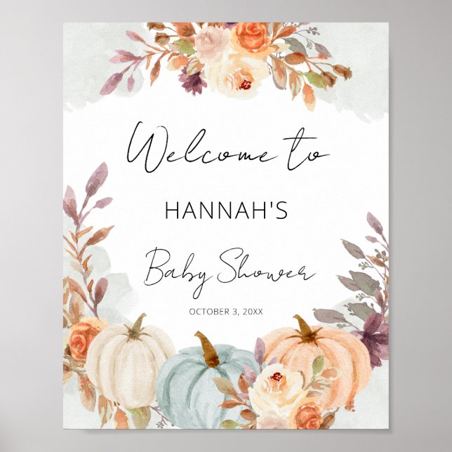 Budget Little Pumpkin Baby Shower Welcome Sign (Front)