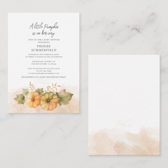 Budget Little Pumpkin Botanical Fall Baby Shower Card (Front/Back)