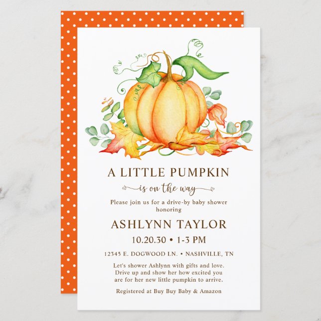 Budget Little Pumpkin Drive By Baby Shower (Front/Back)