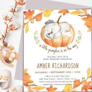 BUDGET Little Pumpkin Elephant Boy Baby Shower Flyer