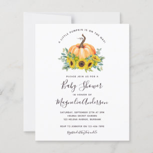 Budget Little Pumpkin Fall Baby Shower Invitation
