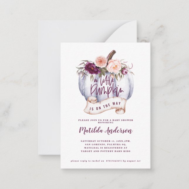 budget Little pumpkin fall baby shower invitation  (Front)