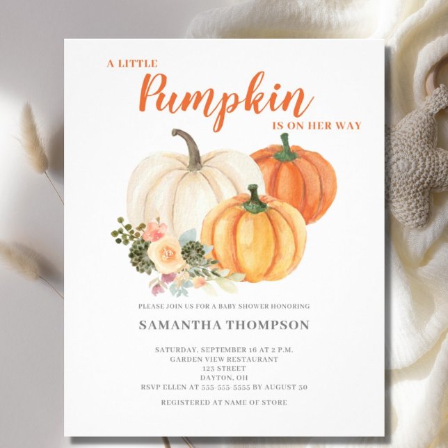 Budget Little Pumpkin Fall Baby Shower Invitation Flyer (Creator Uploaded)