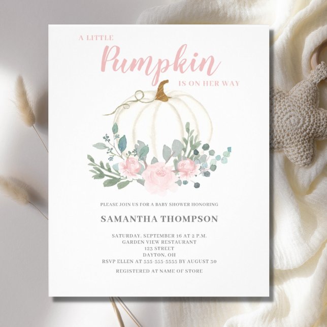 Budget Little Pumpkin Girl Baby Shower Invitation Flyer (Creator Uploaded)