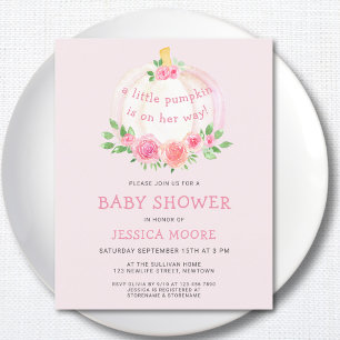 Budget Little Pumpkin Pink Girl Baby Shower Invite