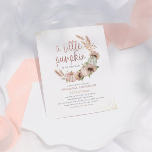 Budget Little Pumpkin Rustic Rose Gold Baby Shower