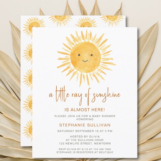 Budget Little Ray of Sunshine Baby Shower Invite (Creator Uploaded)