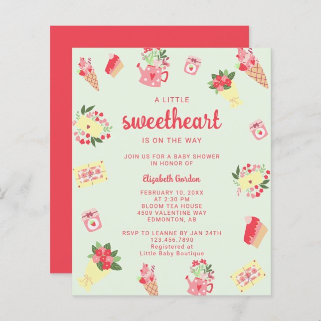 Budget Little Sweetheart on the Way Baby Shower (Front/Back)