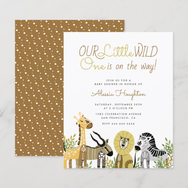 Budget Little Wild One Safari Animals Baby Shower (Front/Back)