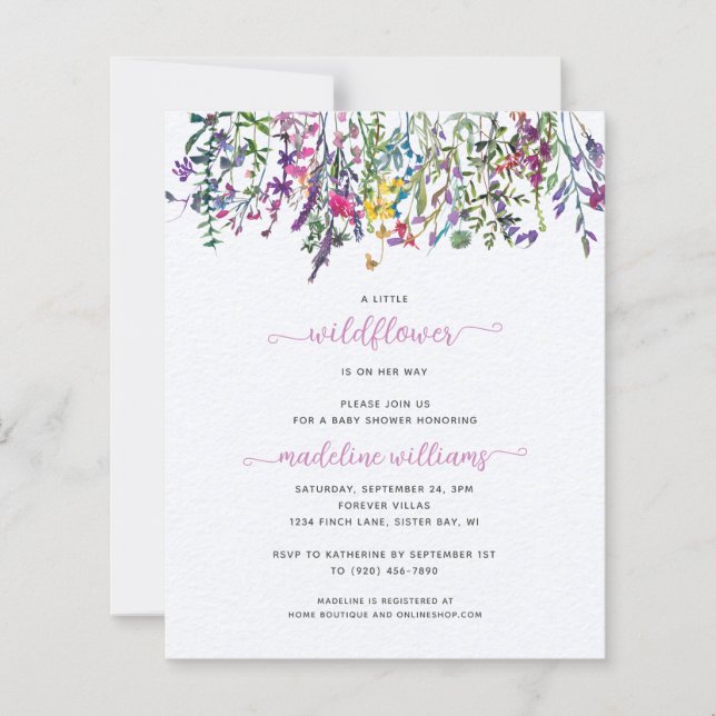 BUDGET Little Wildflower Baby Shower Invitation (Front)