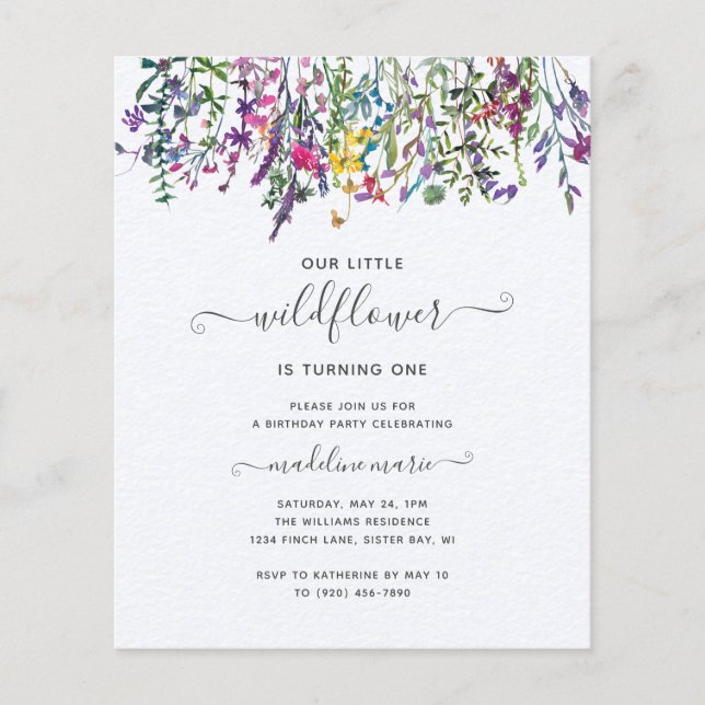 BUDGET Little Wildflower Birthday Party (Front)