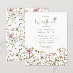 Budget Little Wildflower Girl Baby Shower Invite