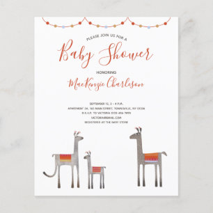 Budget Llama Baby Shower Invitation