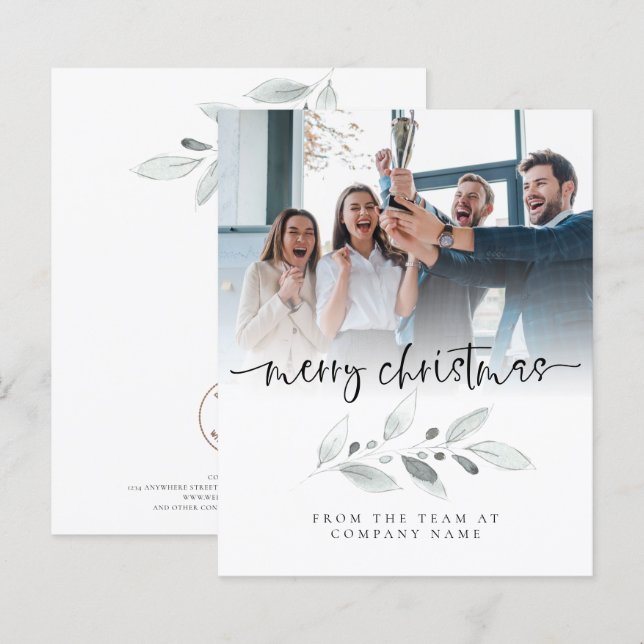 Budget Logo Photo Company Foliage Merry Christmas (Front/Back)