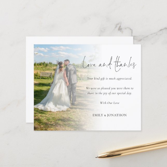 Budget Love and Thanks Photo Script Wedding (Front/Back In Situ)