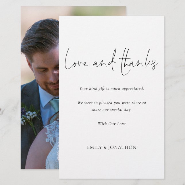 Budget Love and Thanks Script Photo Wedding (Front/Back)