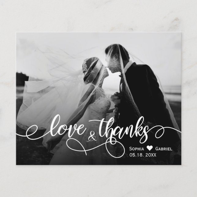 Budget Love and Thanks Script Wedding Thank You  F Flyer (Front)