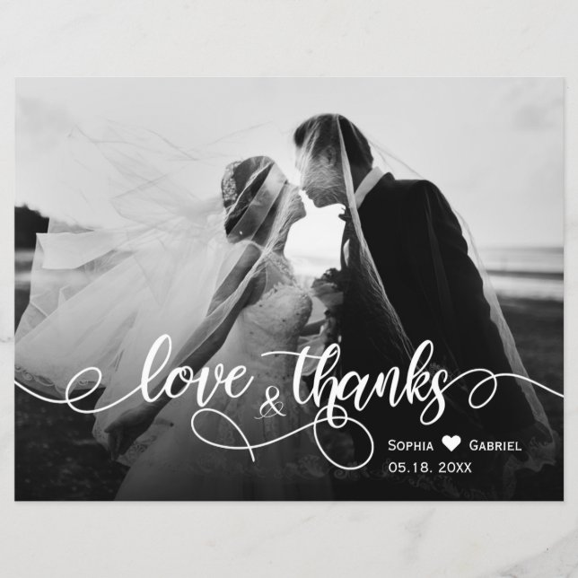 Budget Love and Thanks Script Wedding Thank You  Flyer (Front)