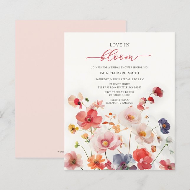 Budget Love in Bloom Wildflowers Bridal Shower (Front/Back)