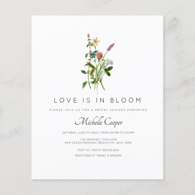 Budget Love is in Bloom Wildflower Bridal Shower (Front)