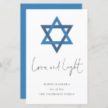 Budget Love Light Star of David Hanukkah Card<br><div class="desc">Love Light Star of David Hanukkah Card. A budget price 5.5” x 8.5" FLAT card for your festive greetings on a shiny SEMI GLOSS 110 lb card stock (similar to the thickness of a postcard) PLEASE NOTE: The envelope supplied with this card is larger than the card at 6.75" x...</div>