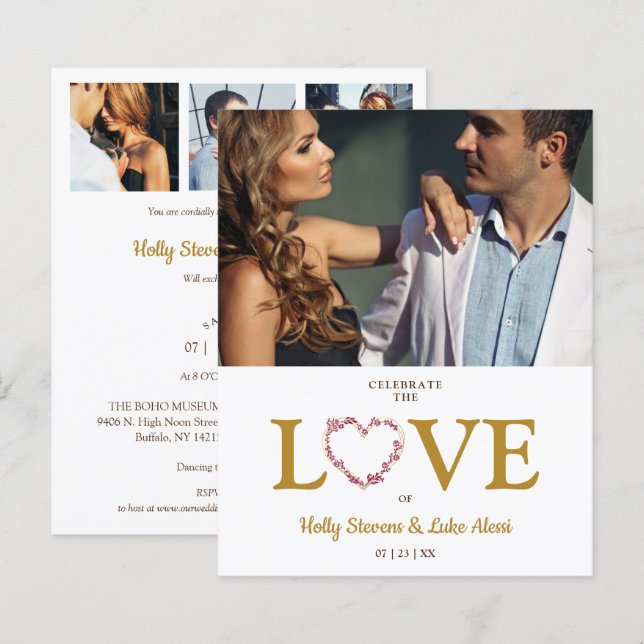 Budget Love Quote Trendy Collage Wedding 4 Photos (Front/Back)