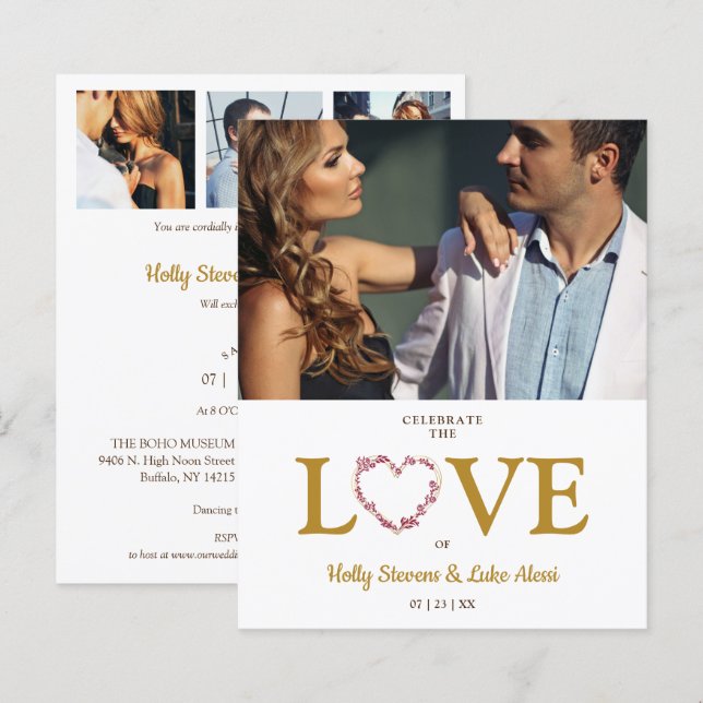Budget Love Quote Trendy Collage Wedding 4 Photos (Front/Back)