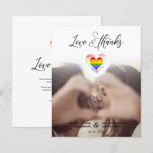 Budget Love & Thanks LGBT Rainbow Pride Heart LGBT (Front/Back)
