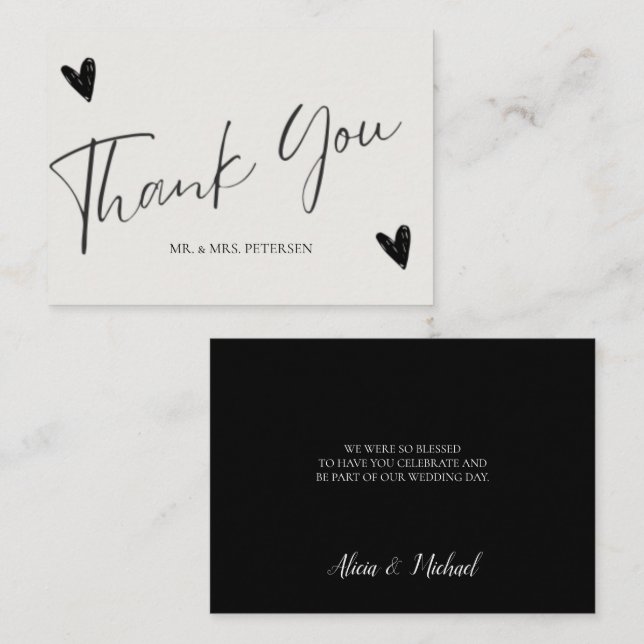 Budget love thanks script simple wedding thank you card (Front/Back)