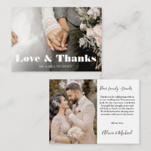 Budget love thanks script simple wedding thank you card